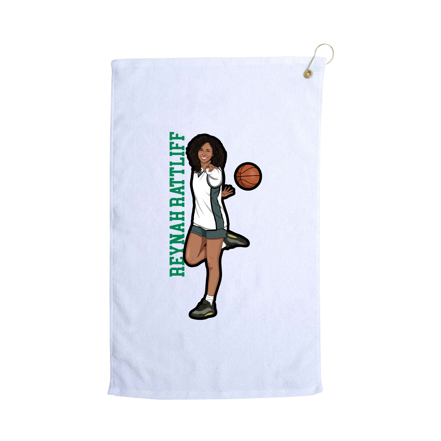 Golf Towel — Name Vertical in White