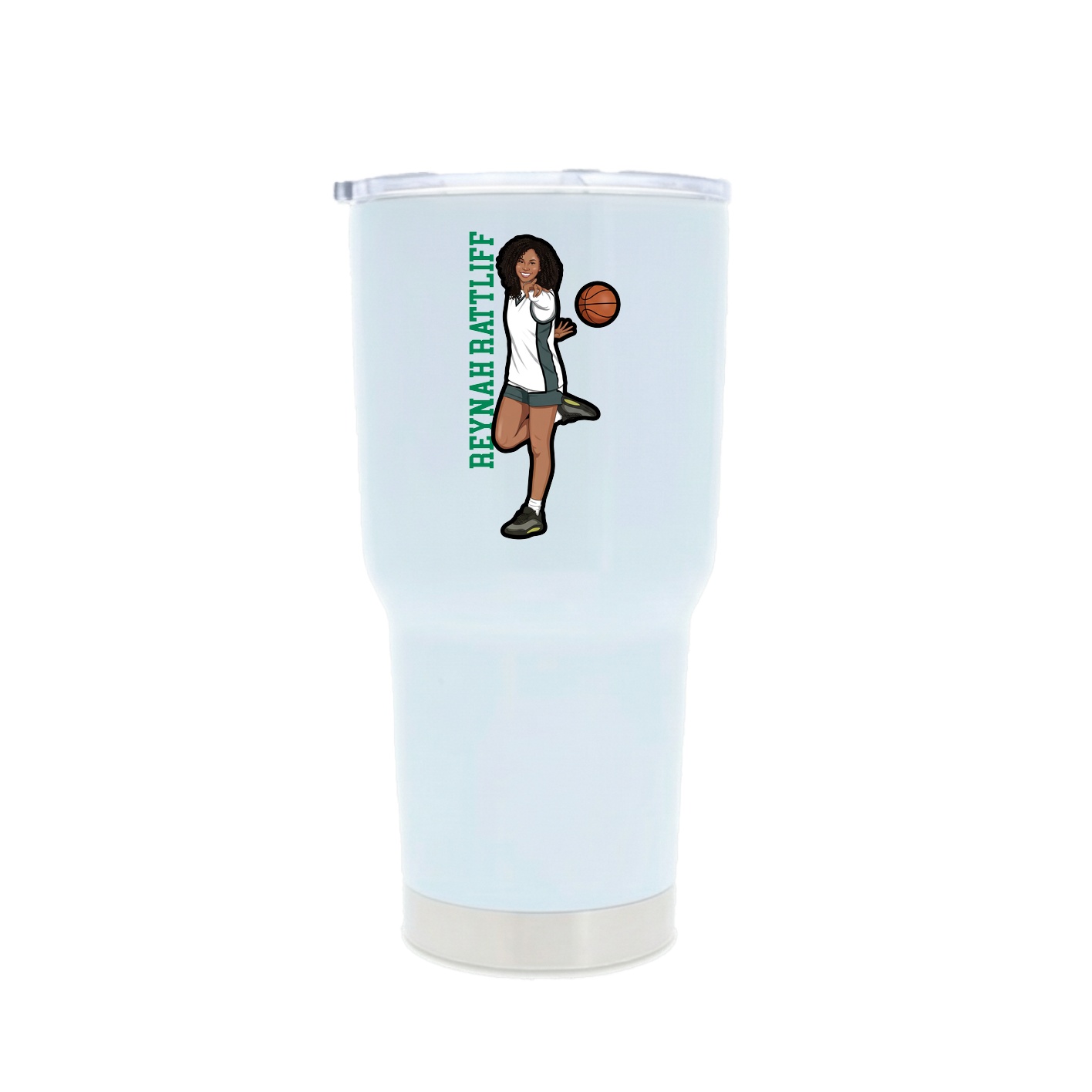 30oz Stainless Steel Tumbler — Name Vertical in White