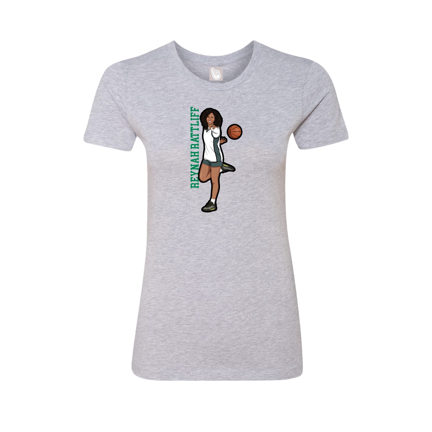 Fitted Women's Tee — Name Vertical in Grey