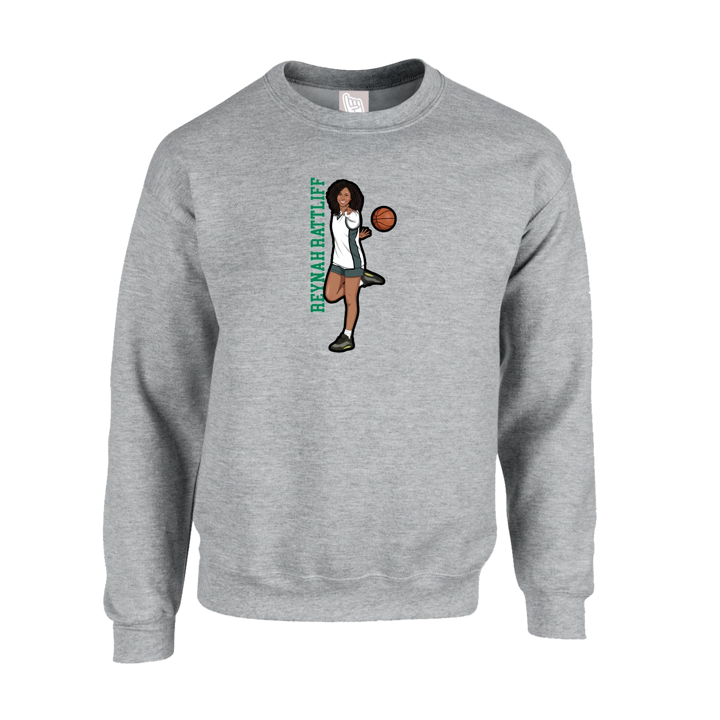 Fleece Crew — Name Vertical in Grey