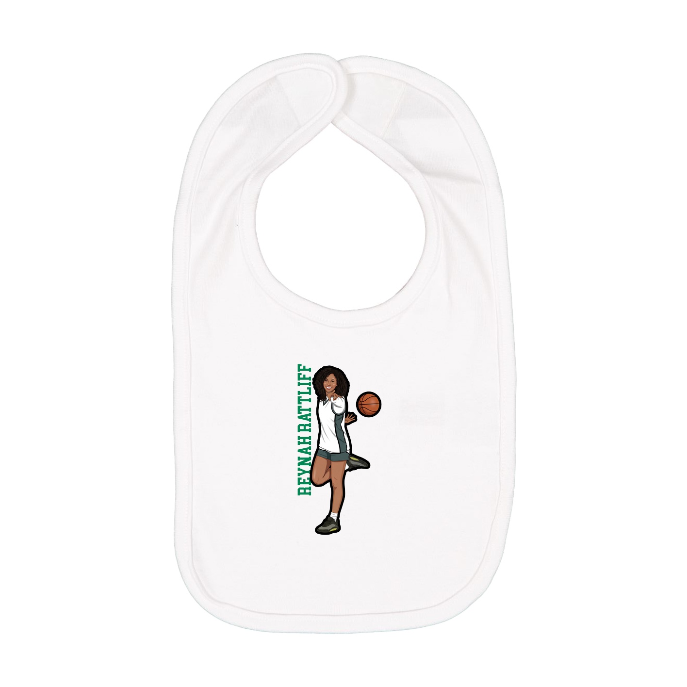 Infant Bib — Name Vertical in White