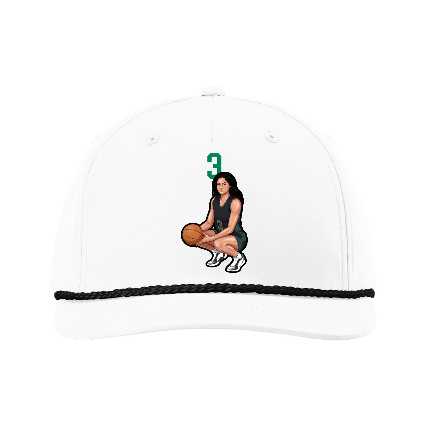Five-Panel Classic Rope Cap — Number Top in White