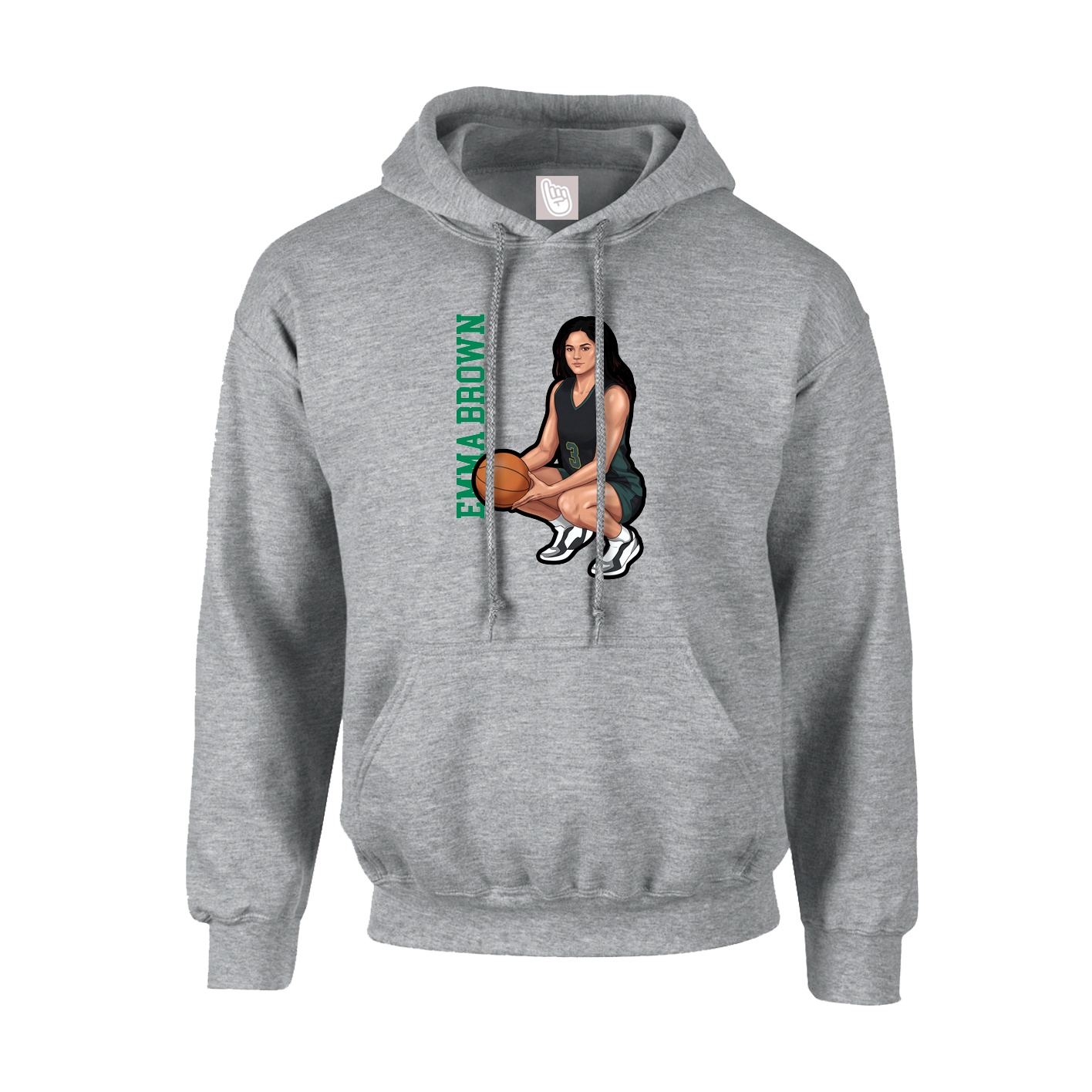 Hoodie — Name Vertical in Grey