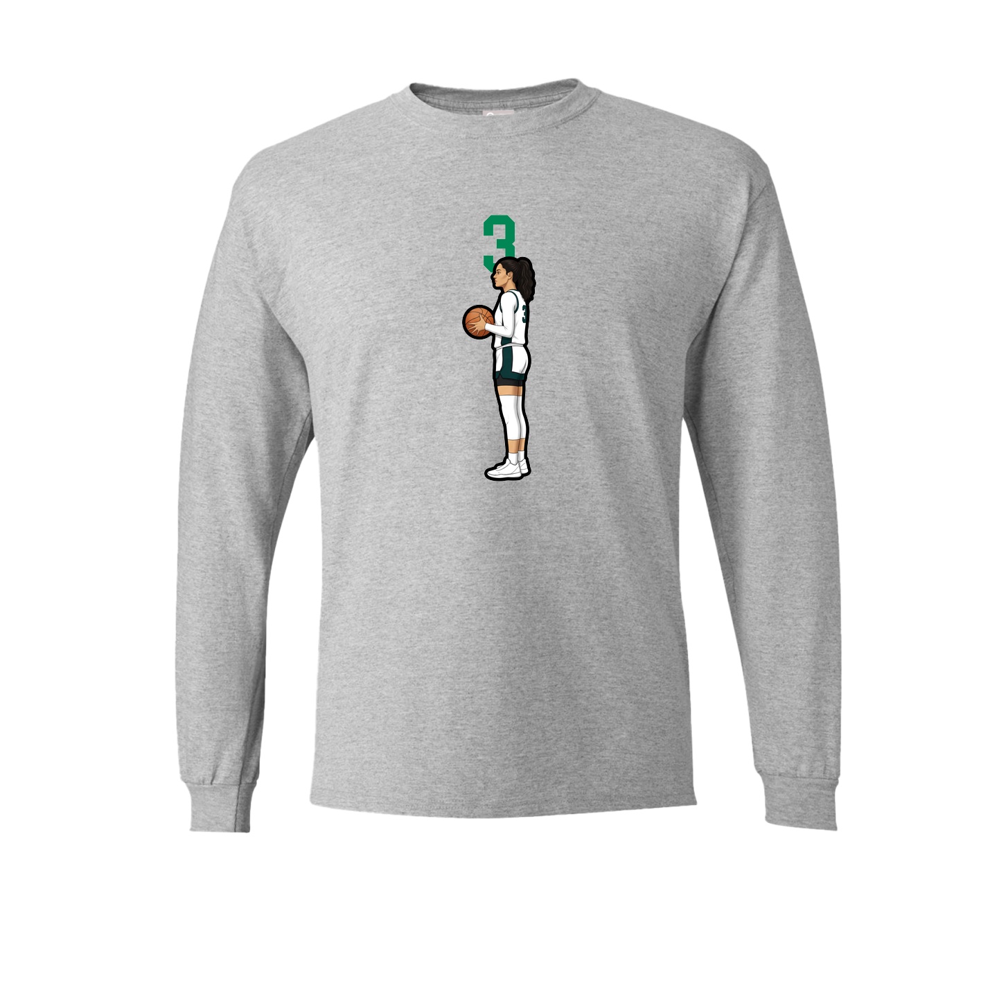 Long Sleeve Tee — Number Top in Grey