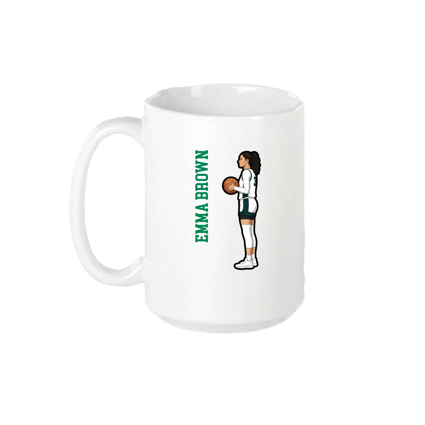 15oz Coffee Mug — Name Vertical in White