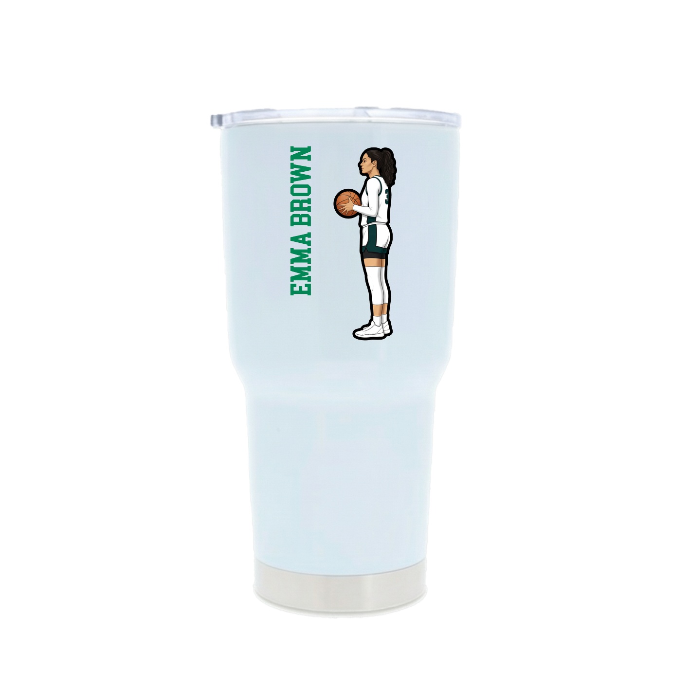 30oz Stainless Steel Tumbler — Name Vertical in White