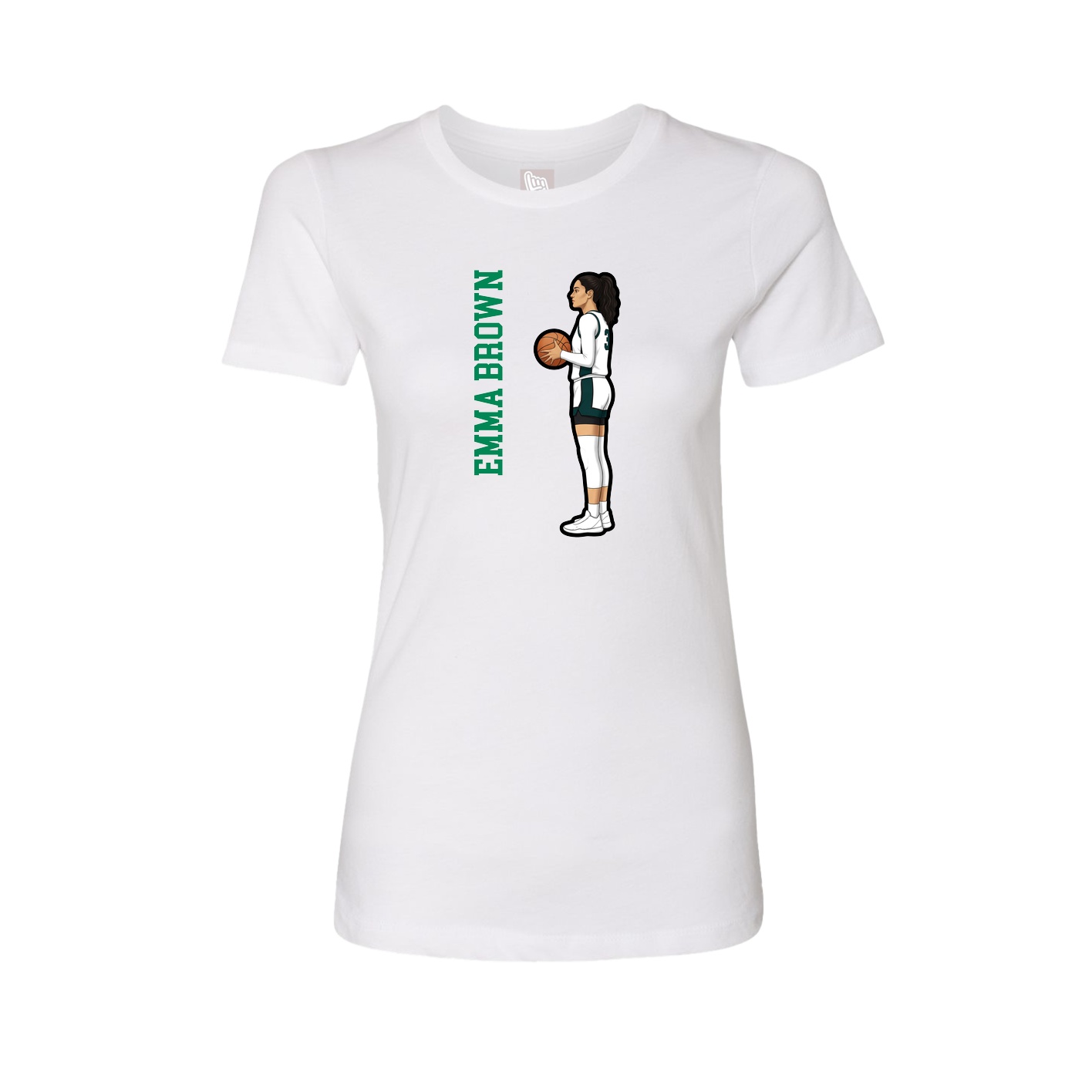 Fitted Women's Tee — Name Vertical in White