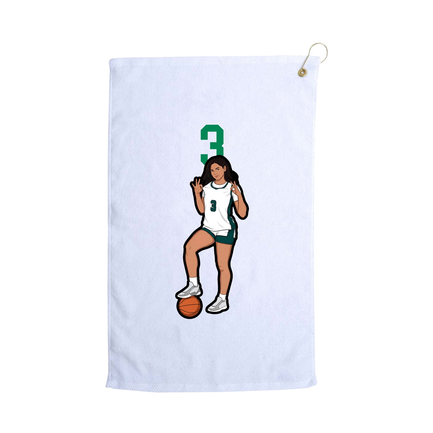 Golf Towel — Number Top in White