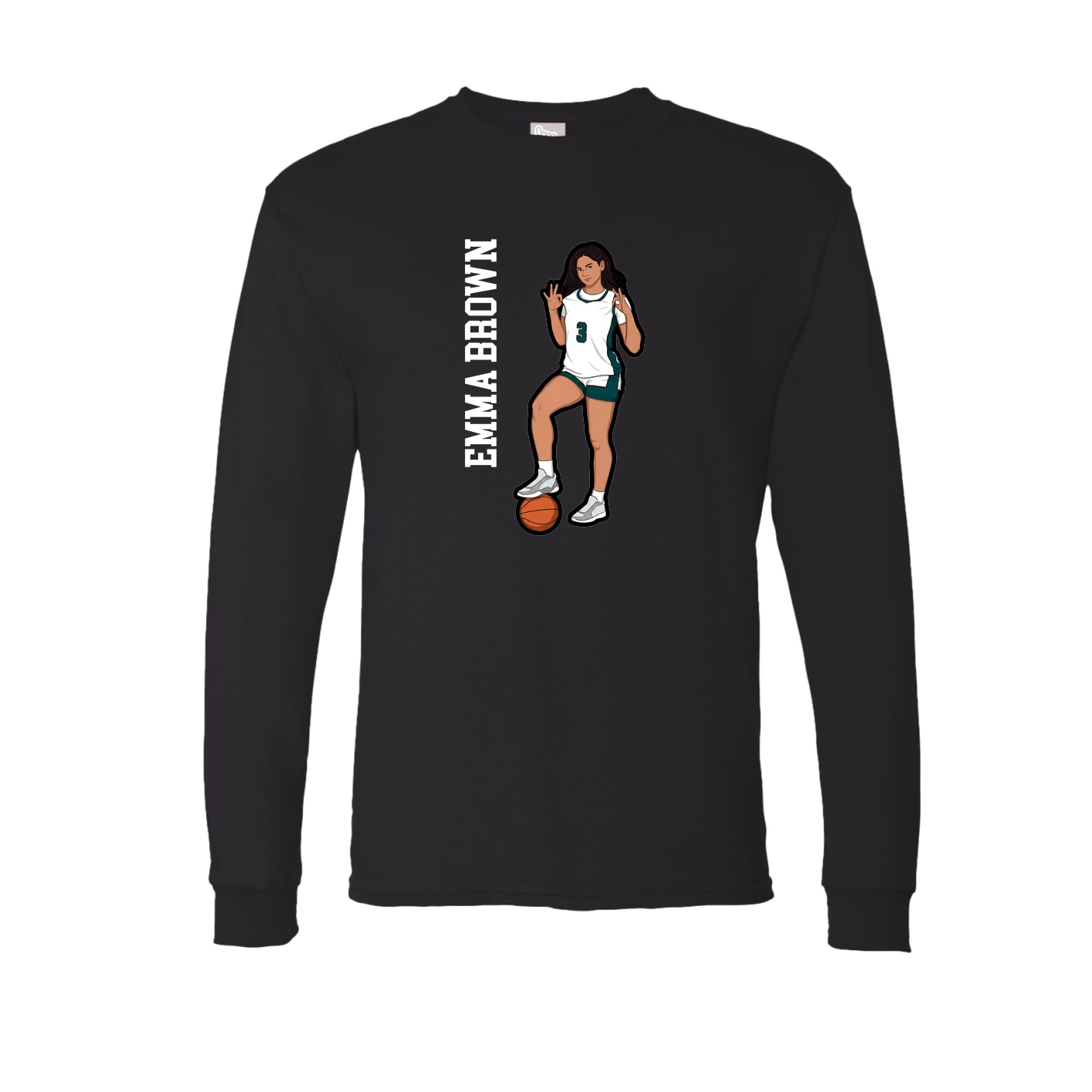 Long Sleeve Tee — Name Vertical in Black