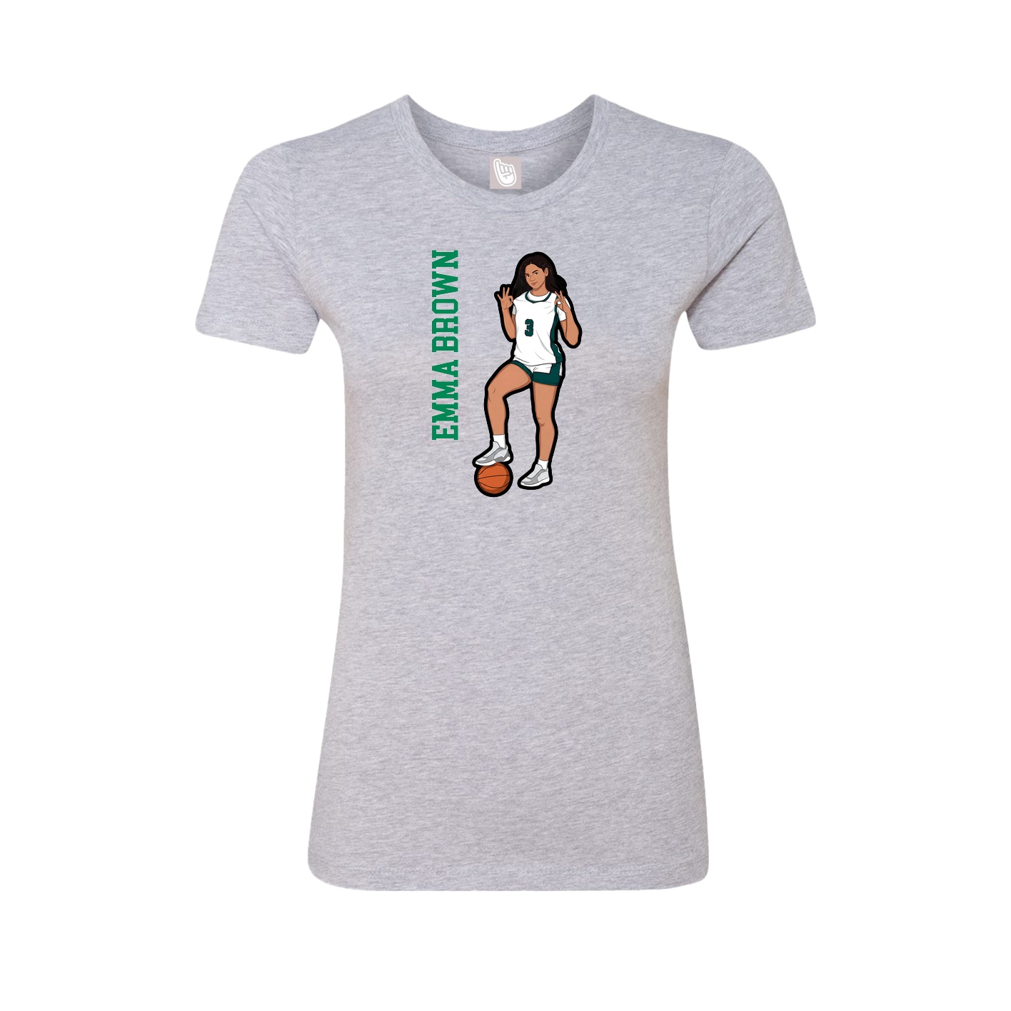Fitted Women's Tee — Name Vertical in Grey
