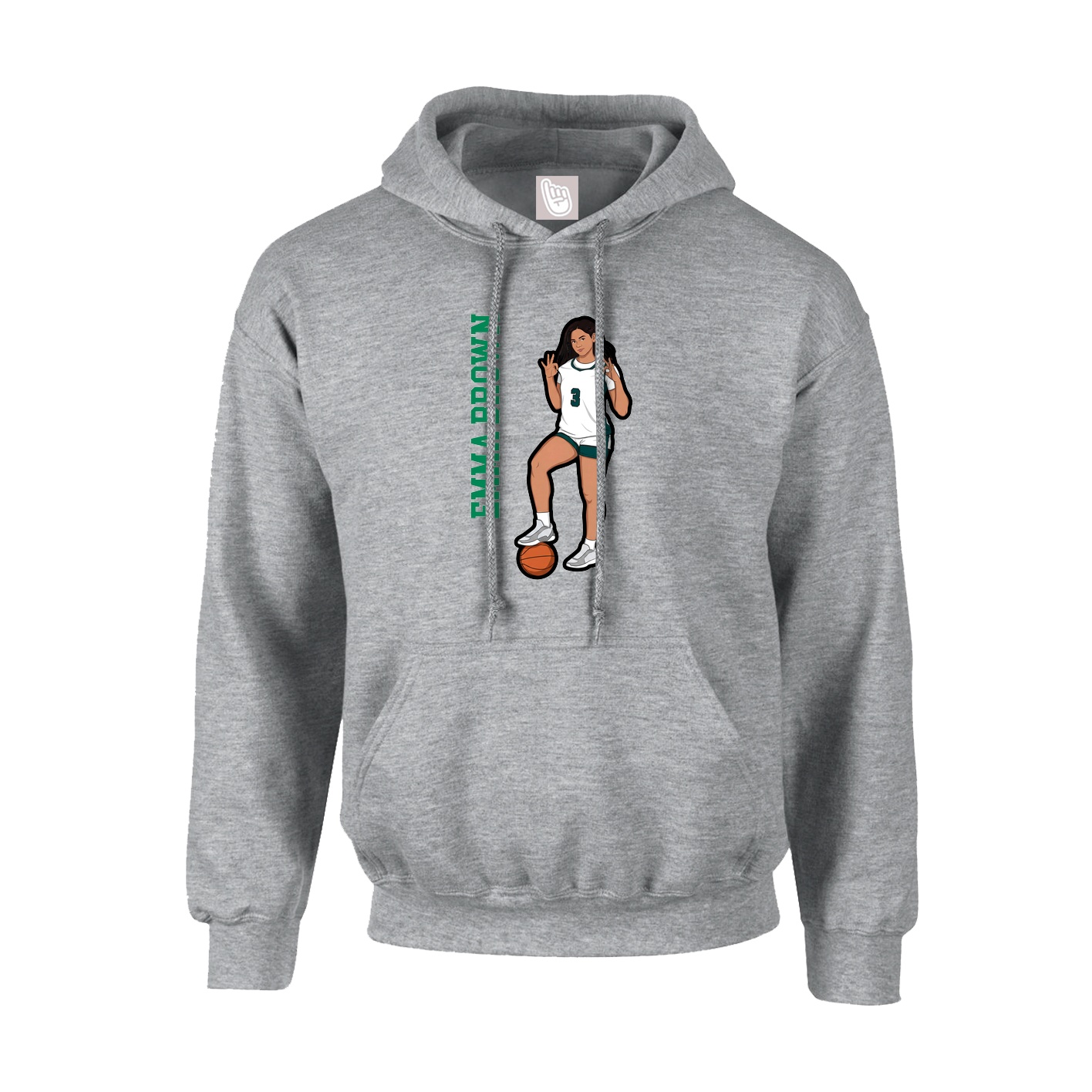 Youth Hoodie — Name Vertical in Grey