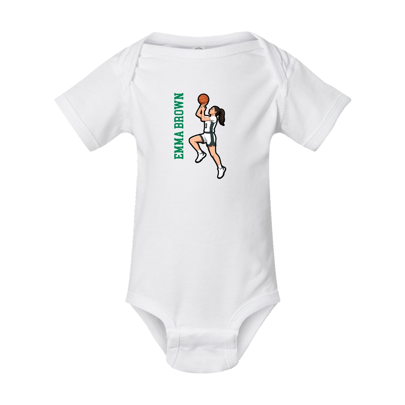 Baby Onesie — Name Vertical in White