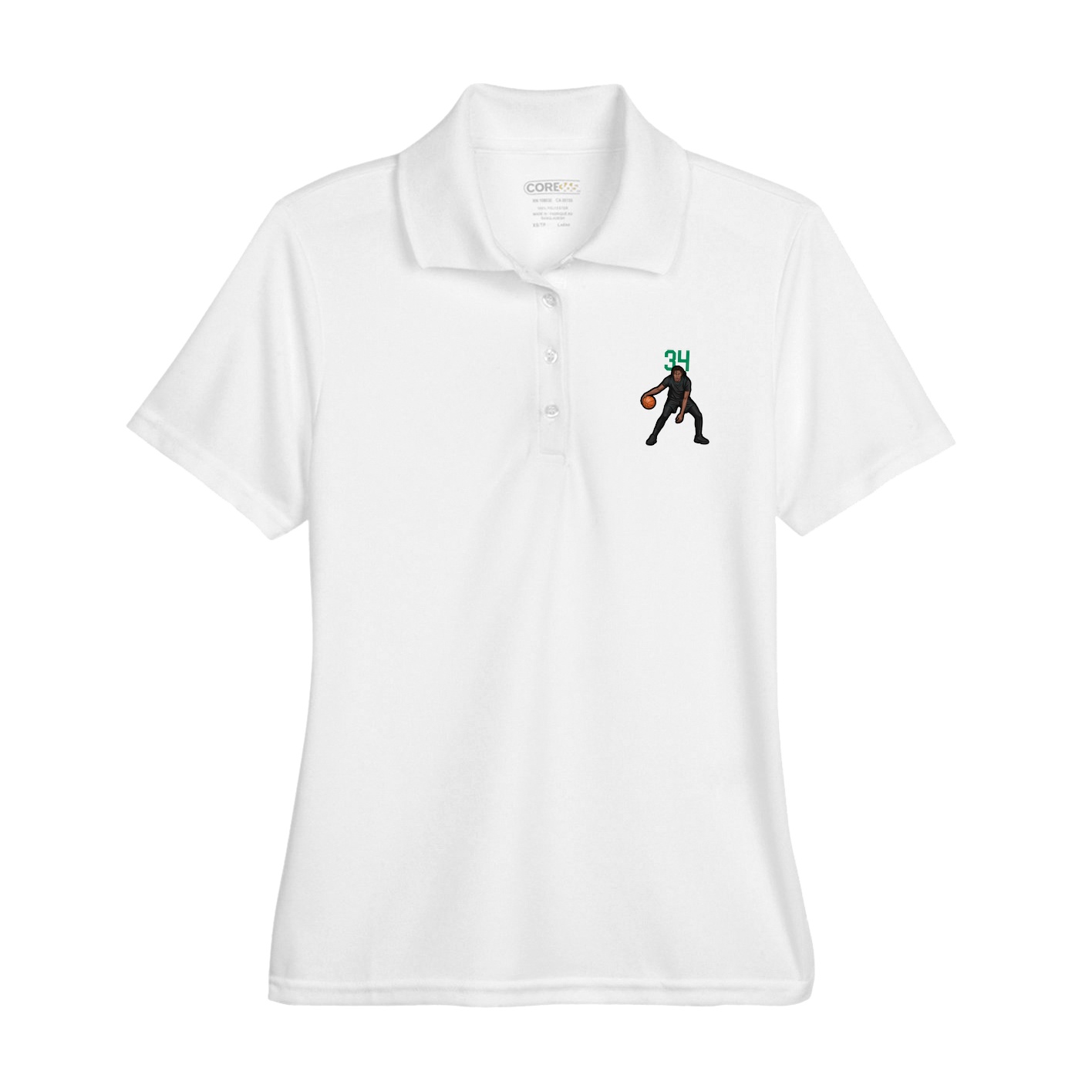 Womens Performance Polo — Number Top in White