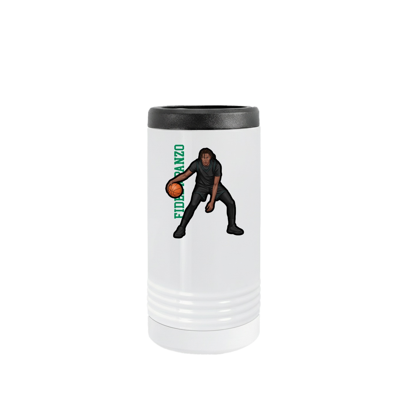 Slim Beverage Holder — Name Vertical in White