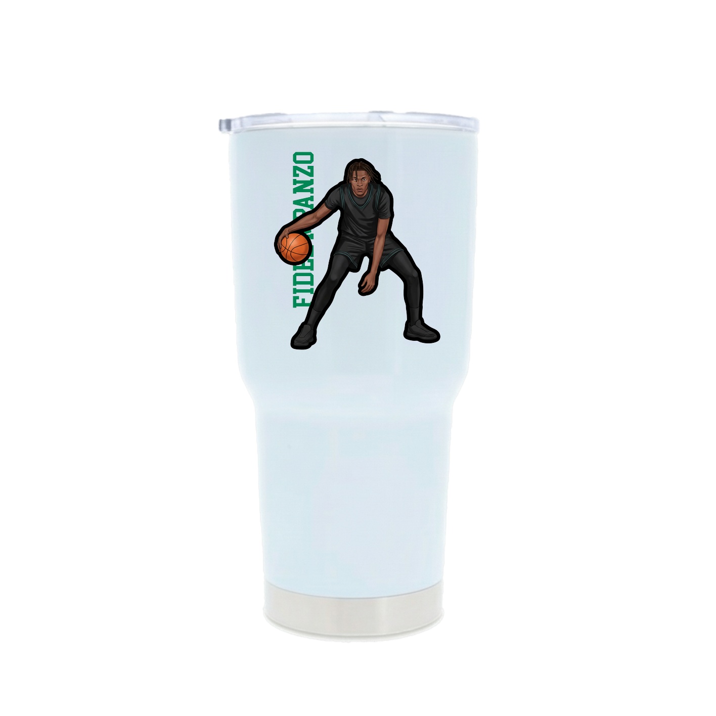 30oz Stainless Steel Tumbler — Name Vertical in White