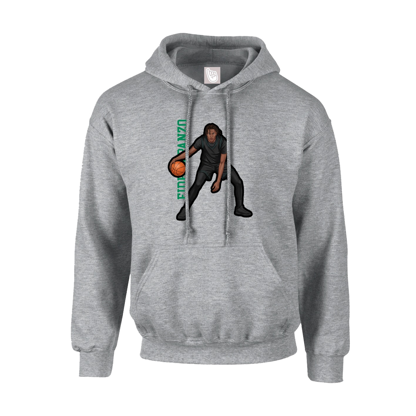 Youth Hoodie — Name Vertical in Grey