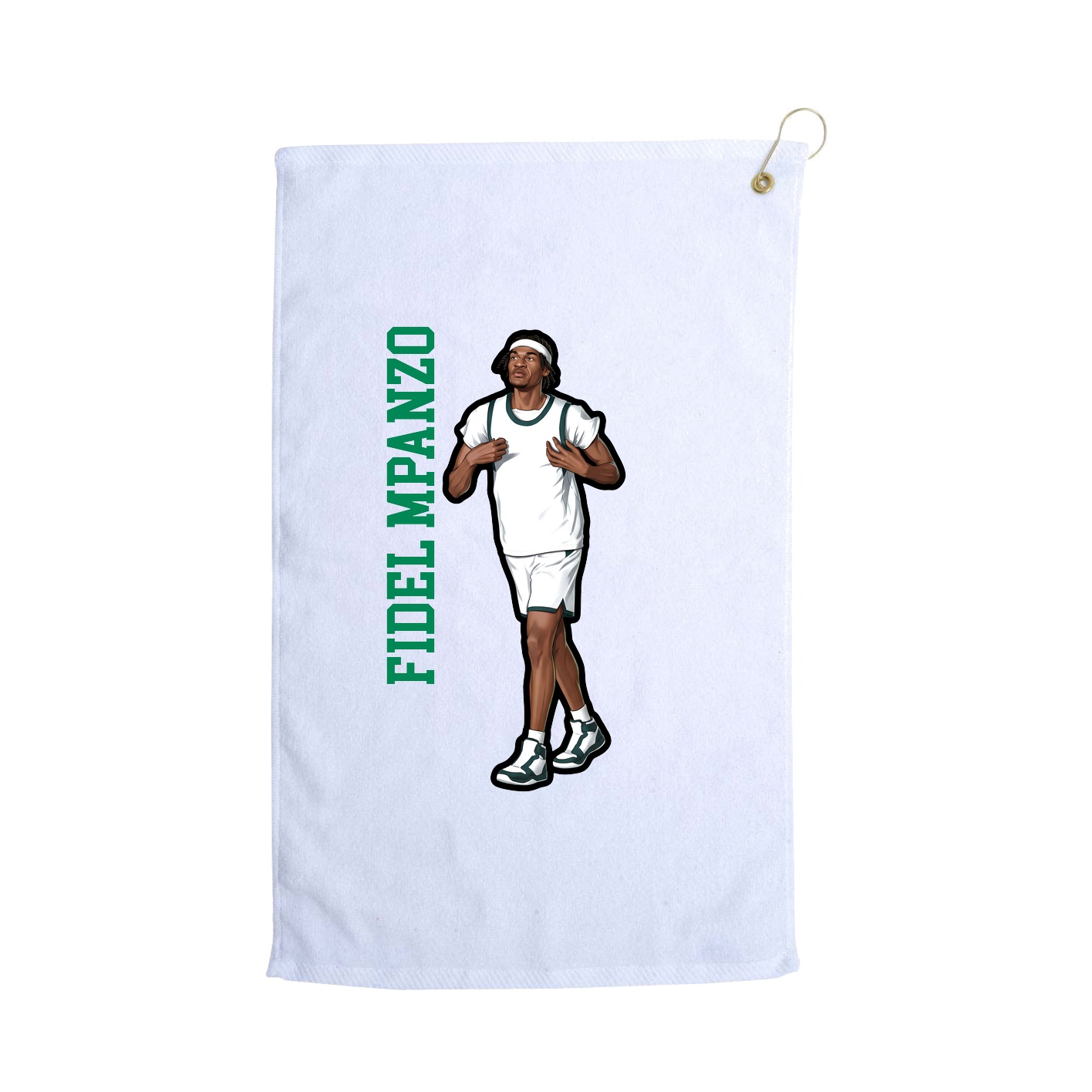 Golf Towel — Name Vertical in White