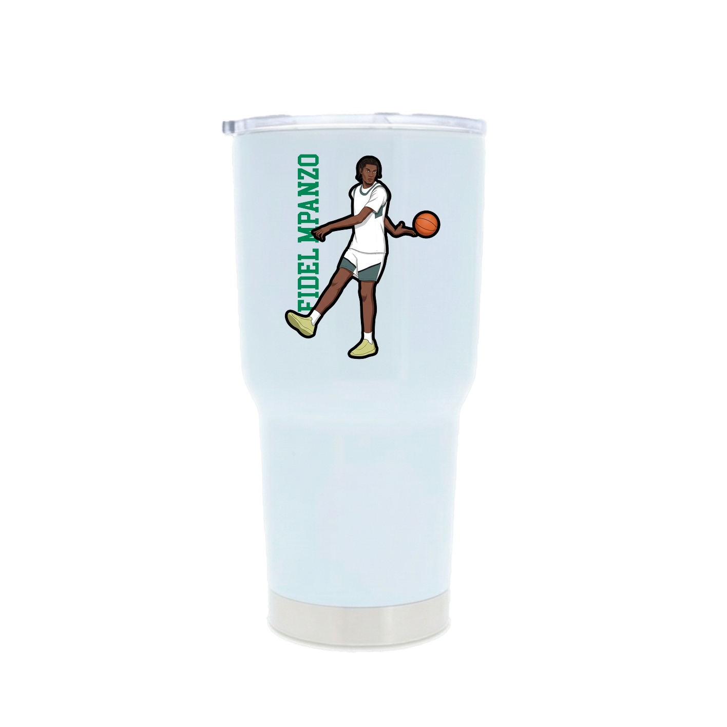 30oz Stainless Steel Tumbler — Name Vertical in White