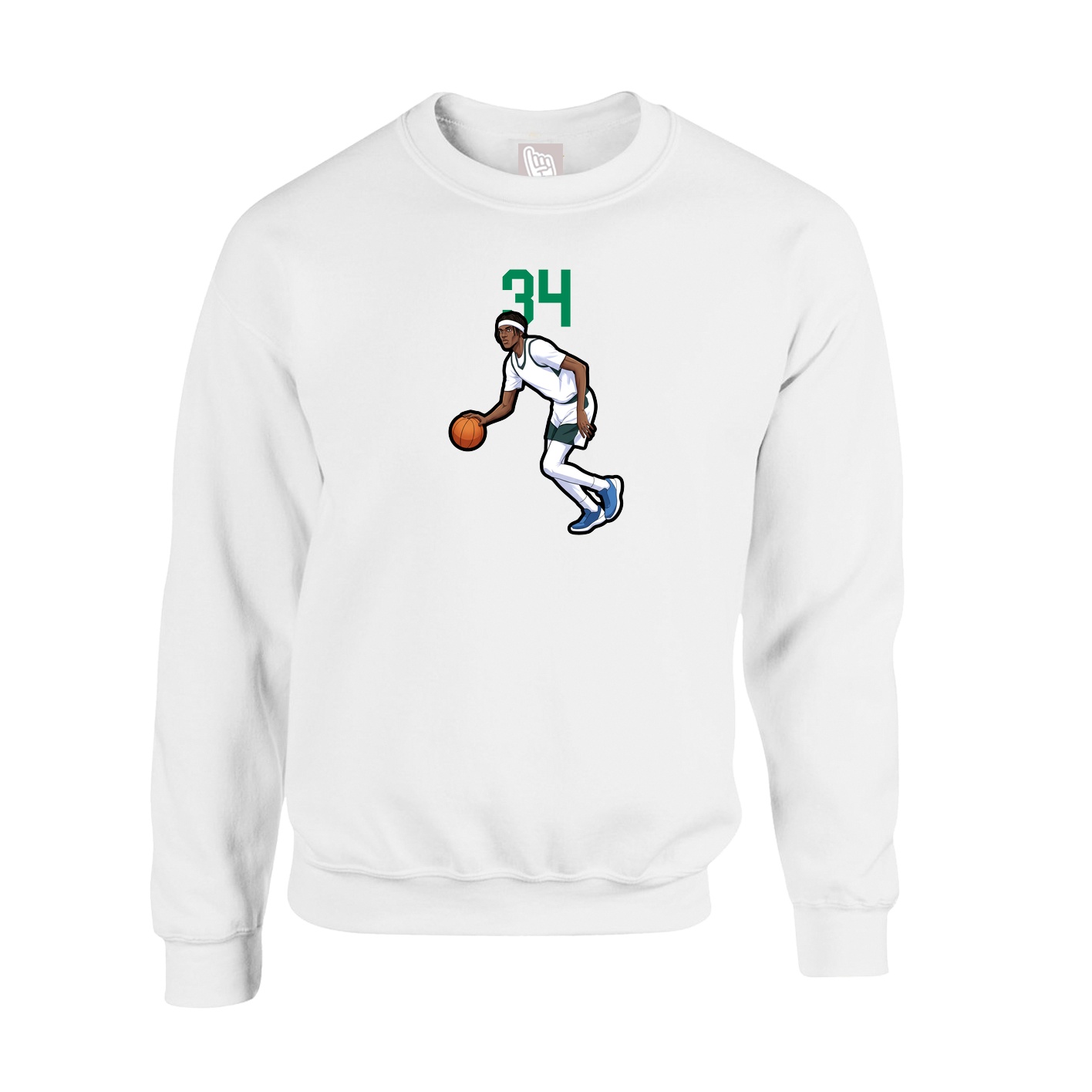 Fleece Crew — Number Top in White