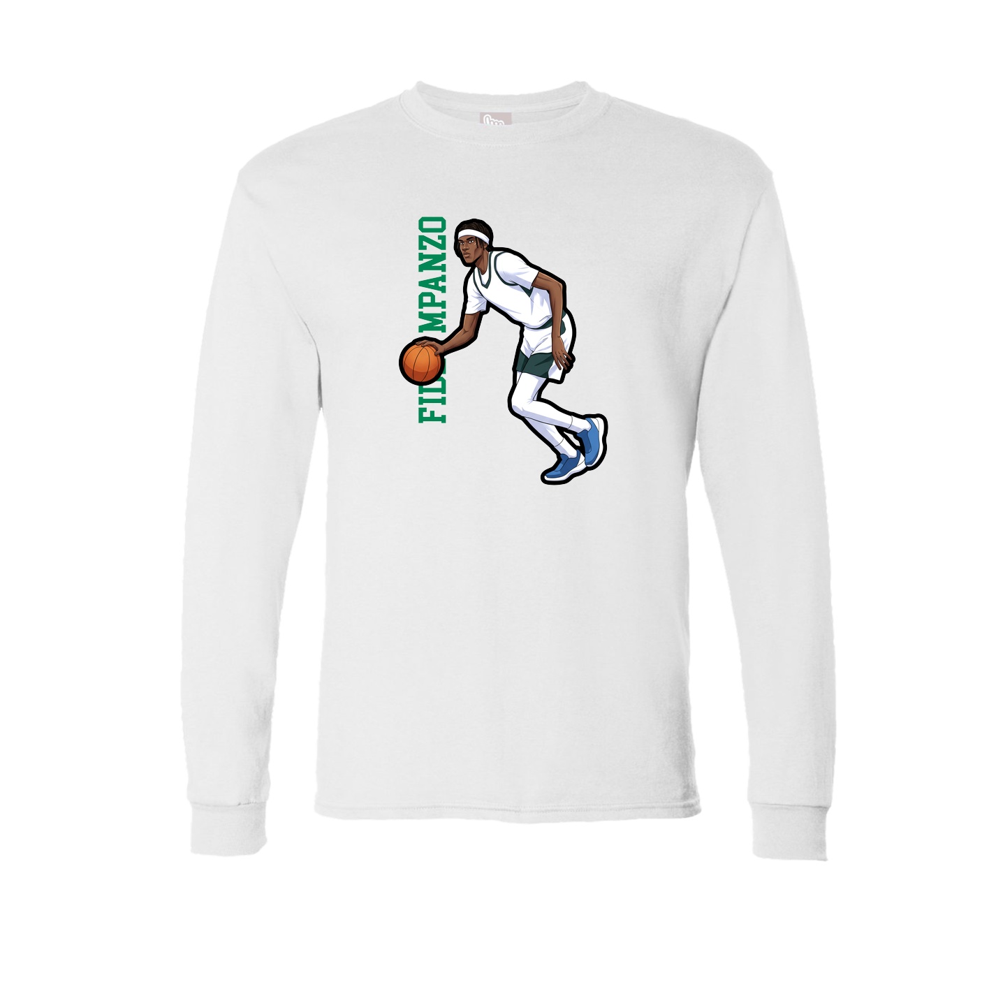 Long Sleeve Tee — Name Vertical in White