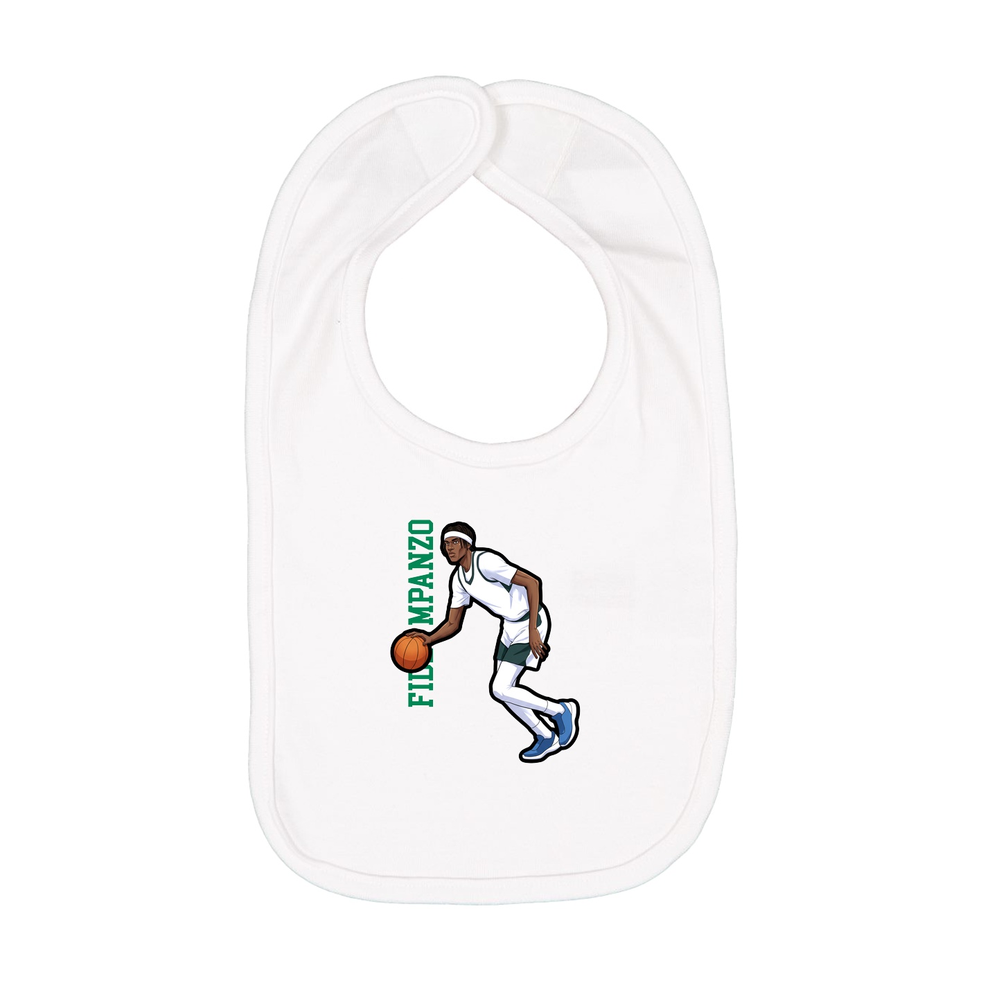 Infant Bib — Name Vertical in White