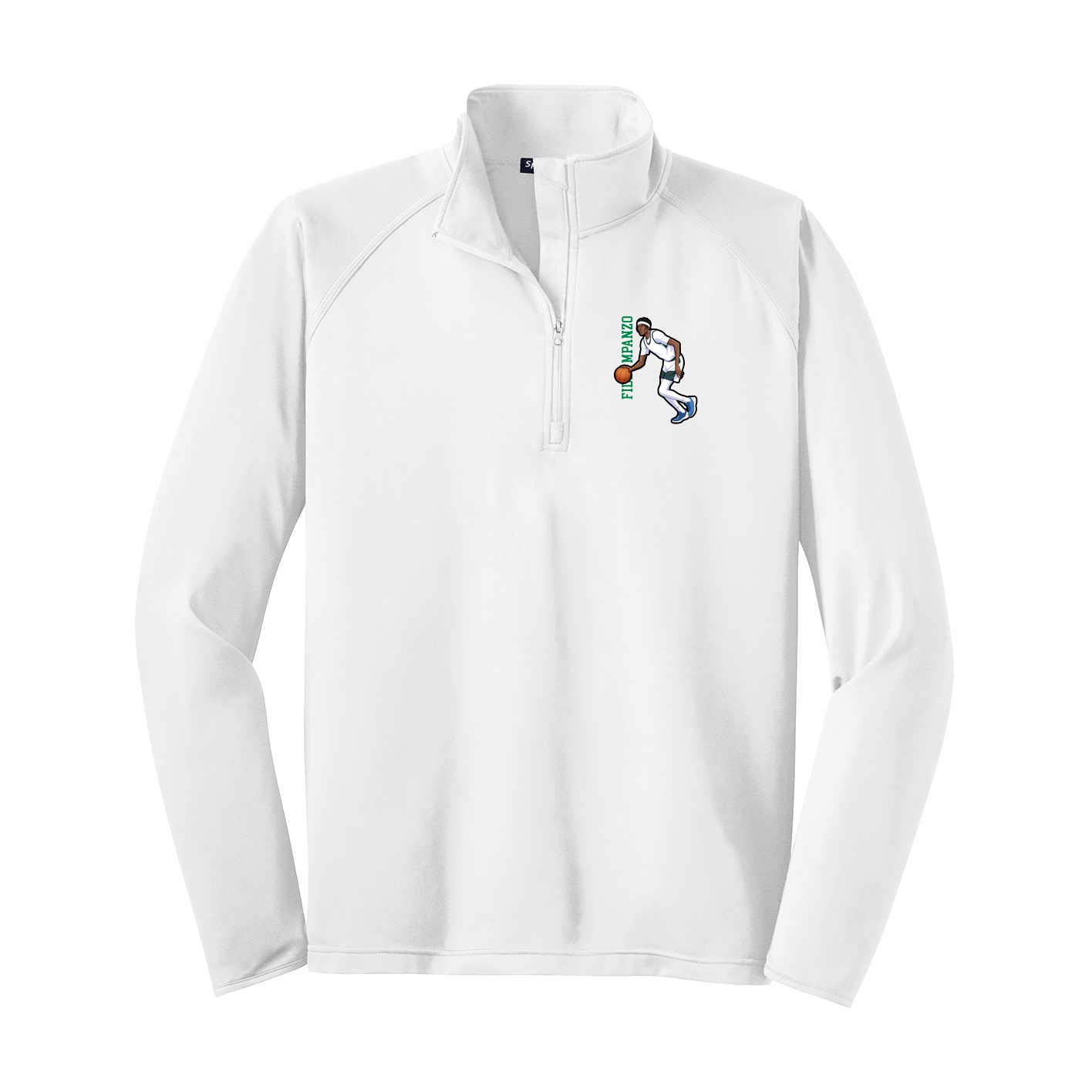 Q-Zip Pullover — Name Vertical in White