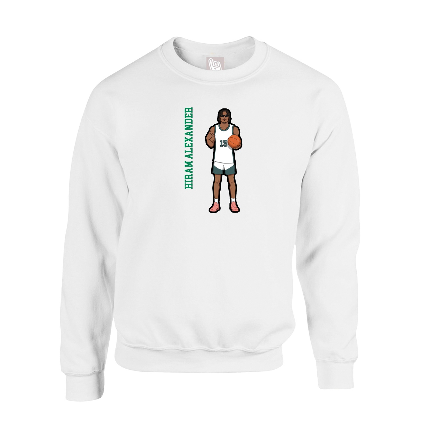 Fleece Crew — Name Vertical in White