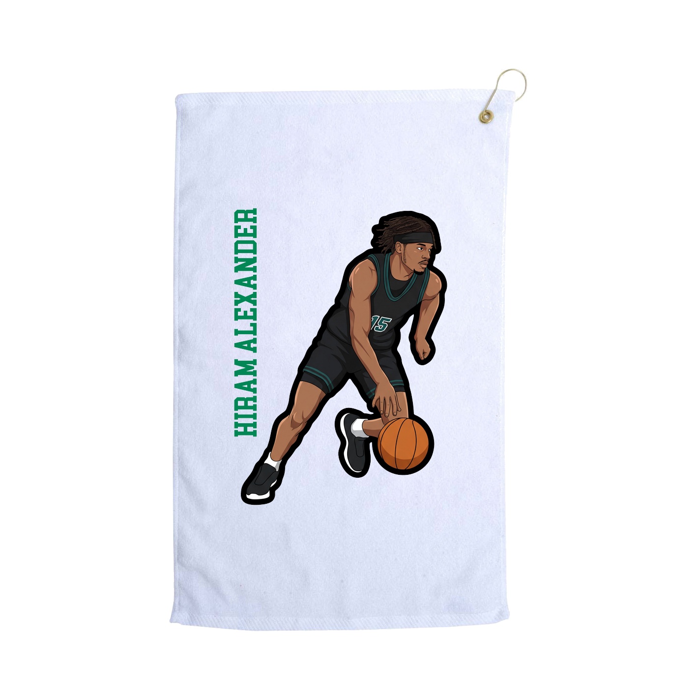 Golf Towel — Name Vertical in White
