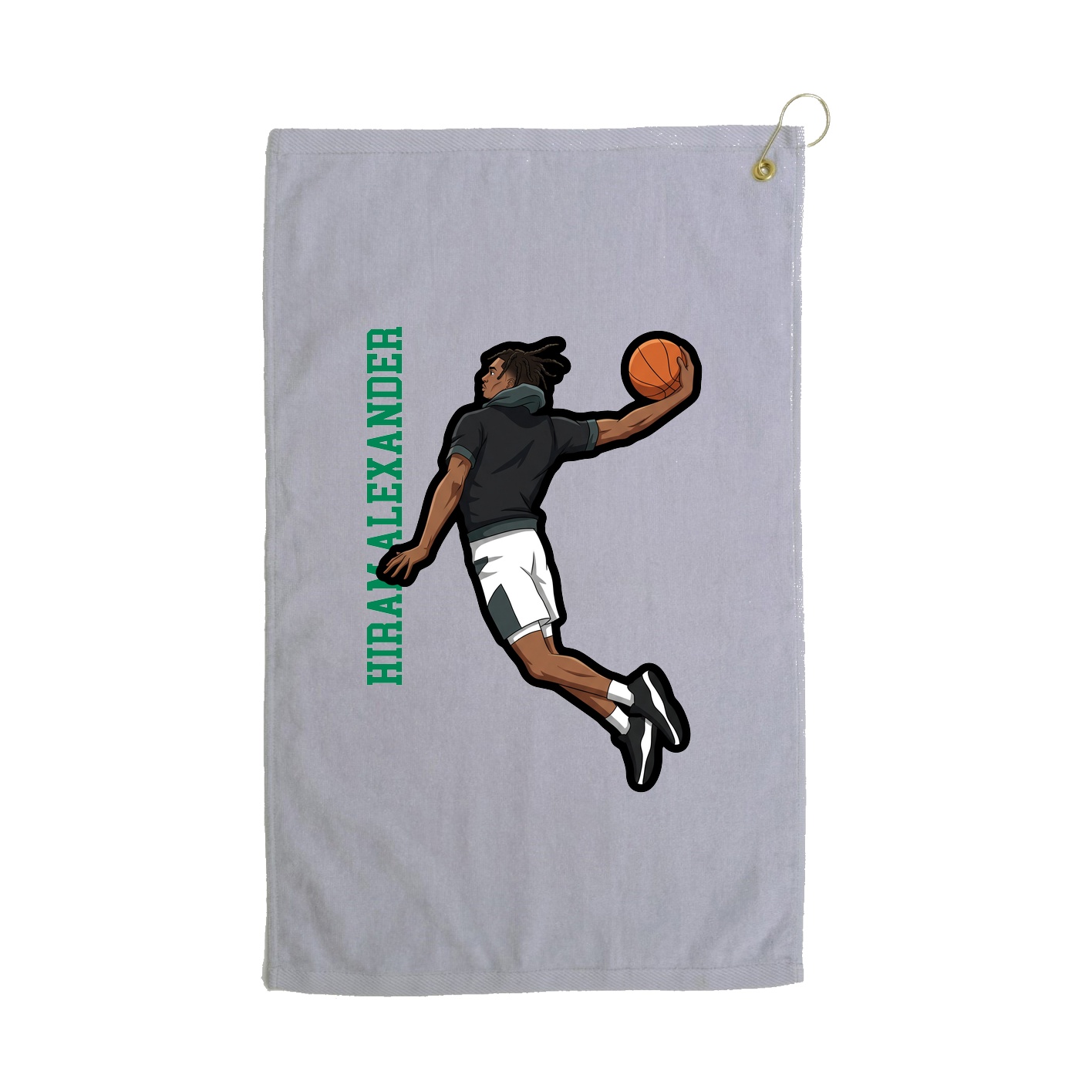 Golf Towel — Name Vertical in Grey