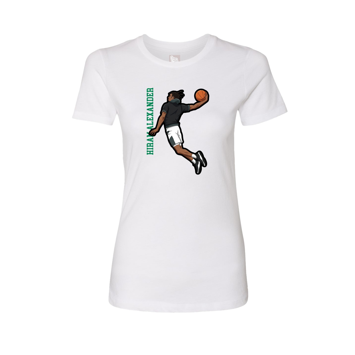 Fitted Women's Tee — Name Vertical in White