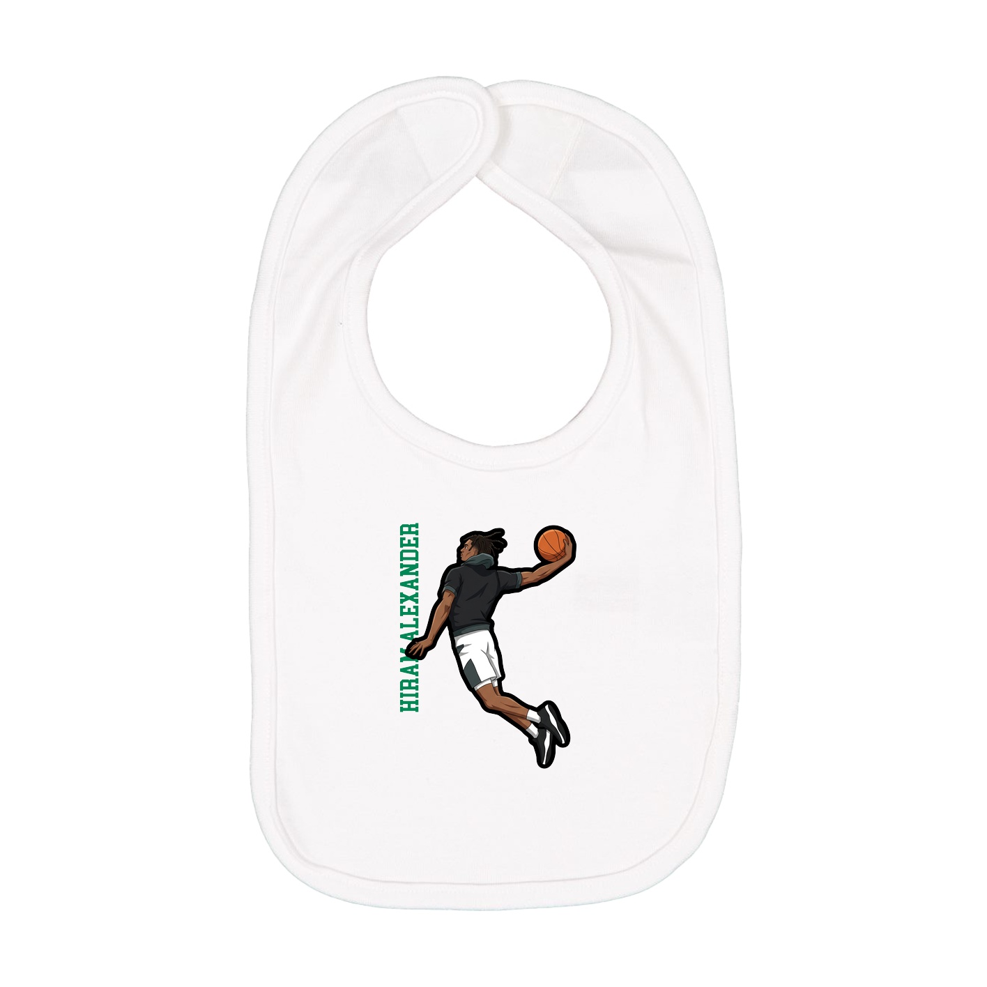 Infant Bib — Name Vertical in White