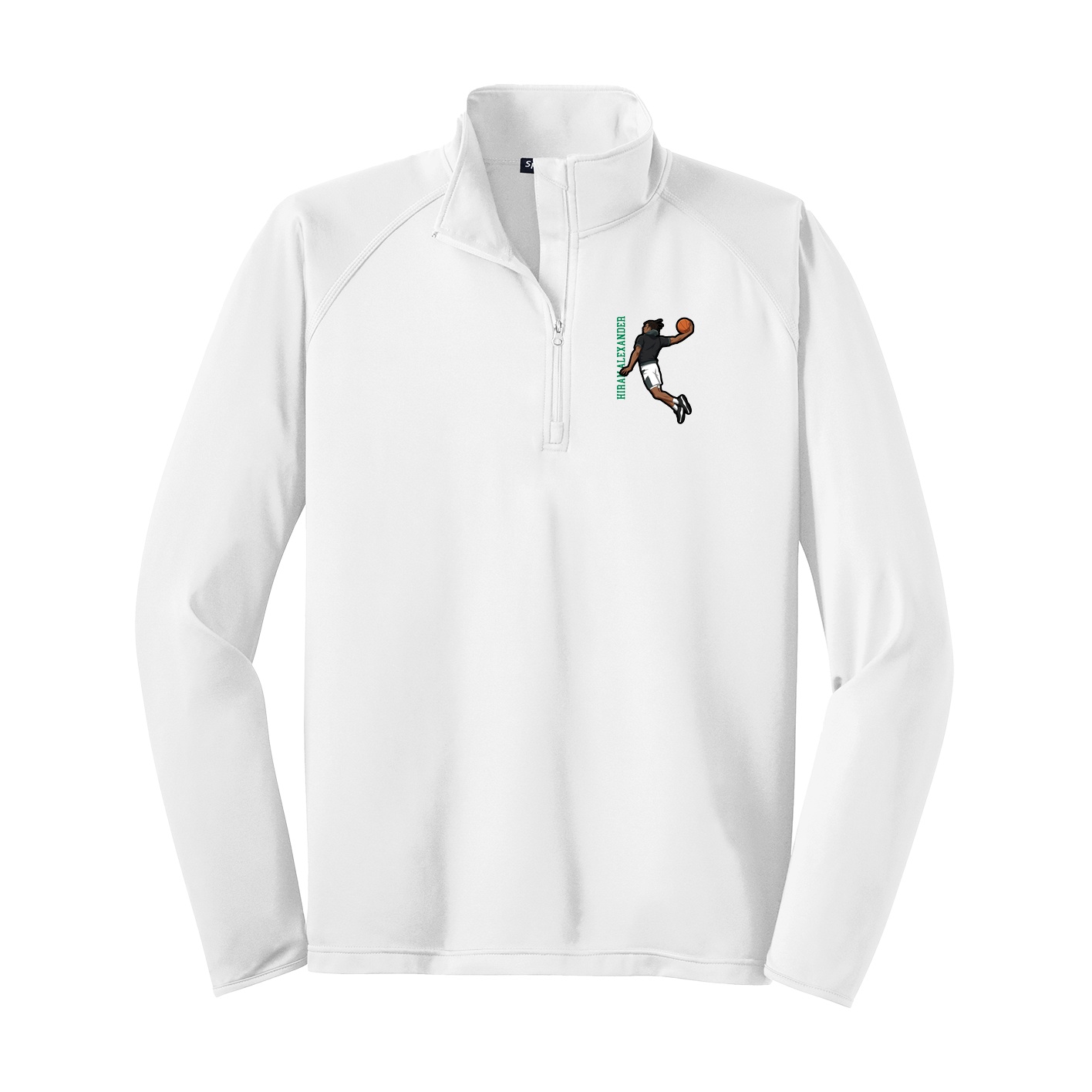 Q-Zip Pullover — Name Vertical in White