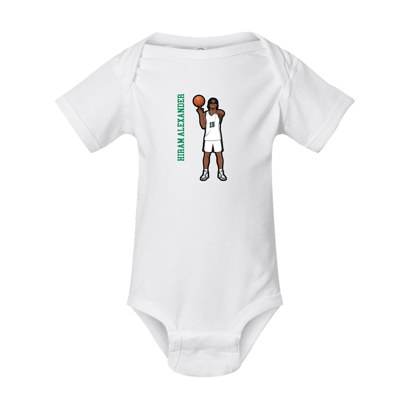 Baby Onesie — Name Vertical in White