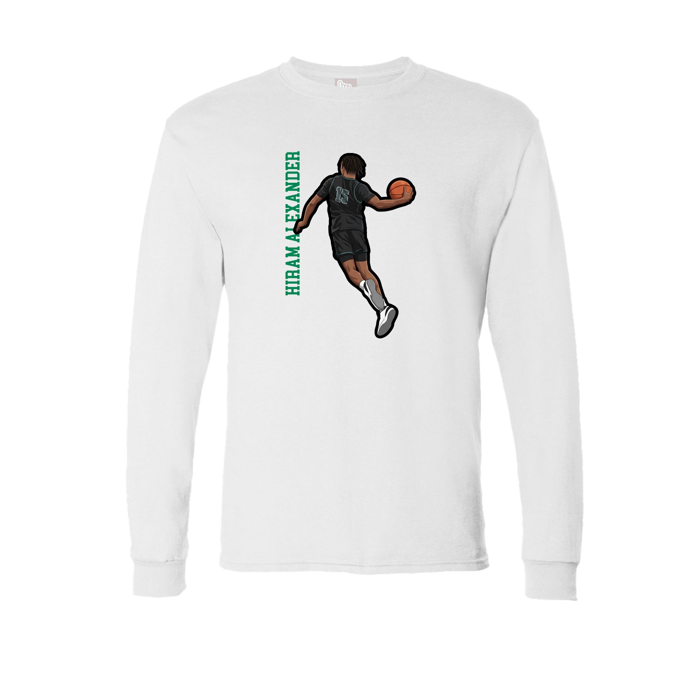 Long Sleeve Tee — Name Vertical in White
