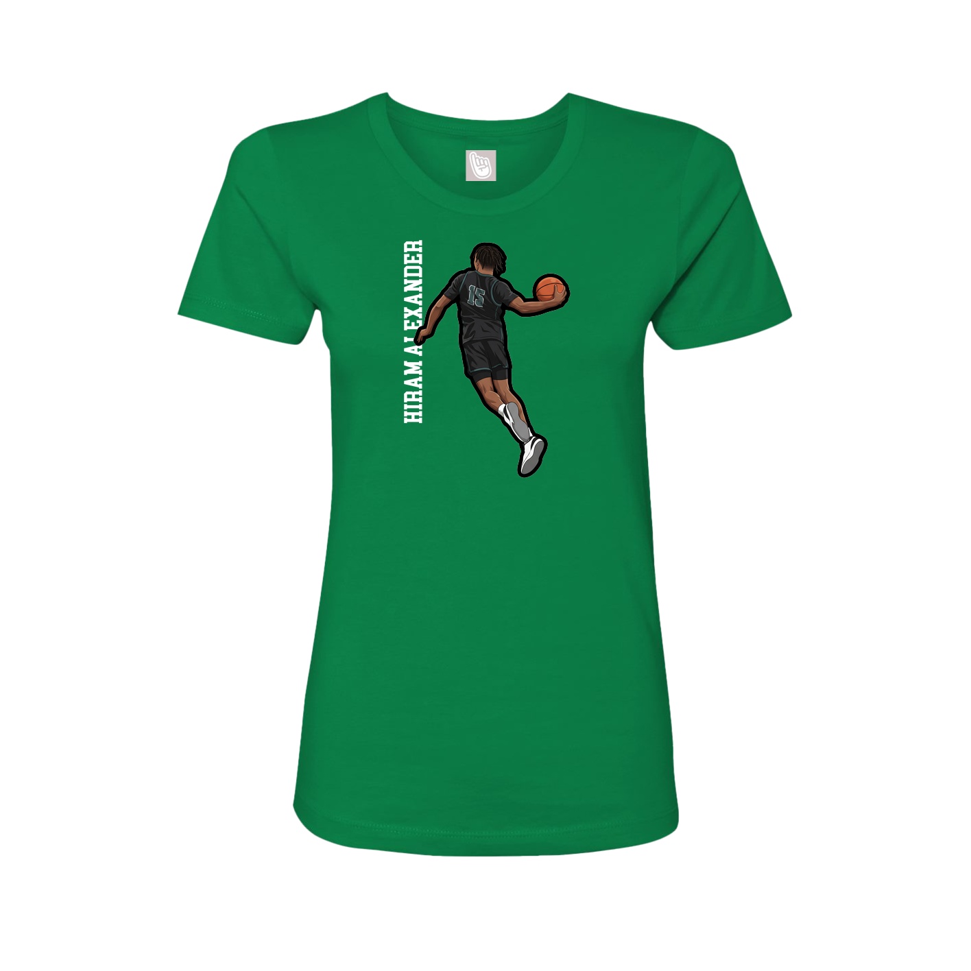 Fitted Women's Tee — Name Vertical in Green
