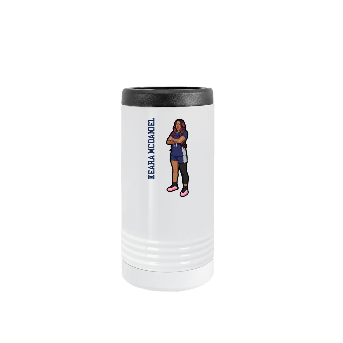 Slim Beverage Holder — Name Vertical in White