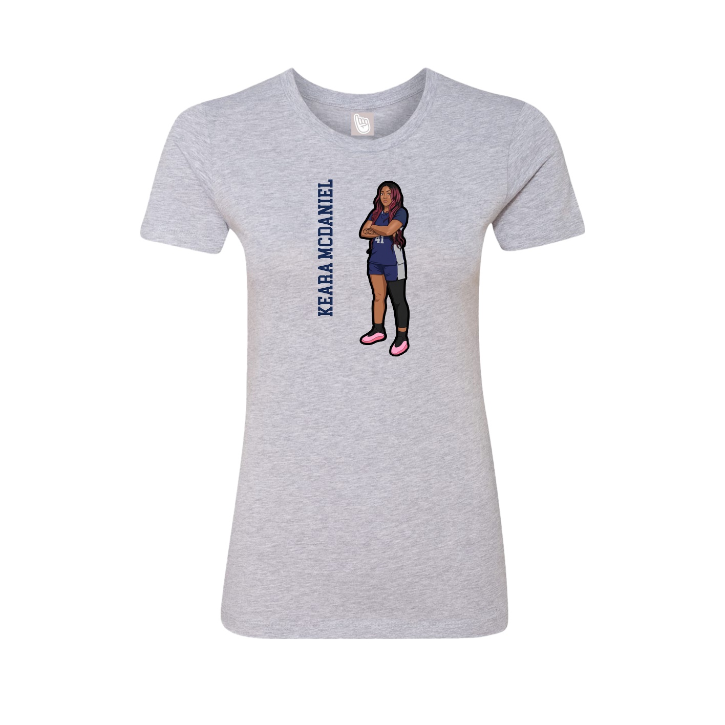 Fitted Women's Tee — Name Vertical in Grey