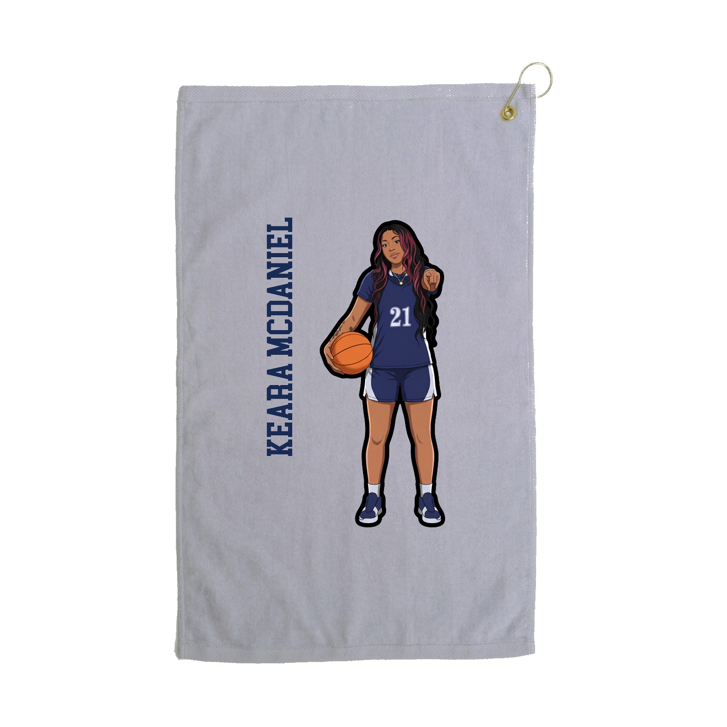 Golf Towel — Name Vertical in Grey