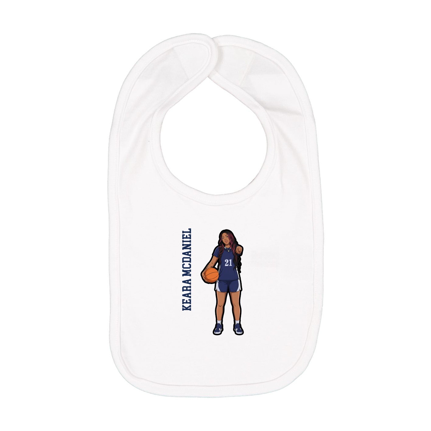 Infant Bib — Name Vertical in White