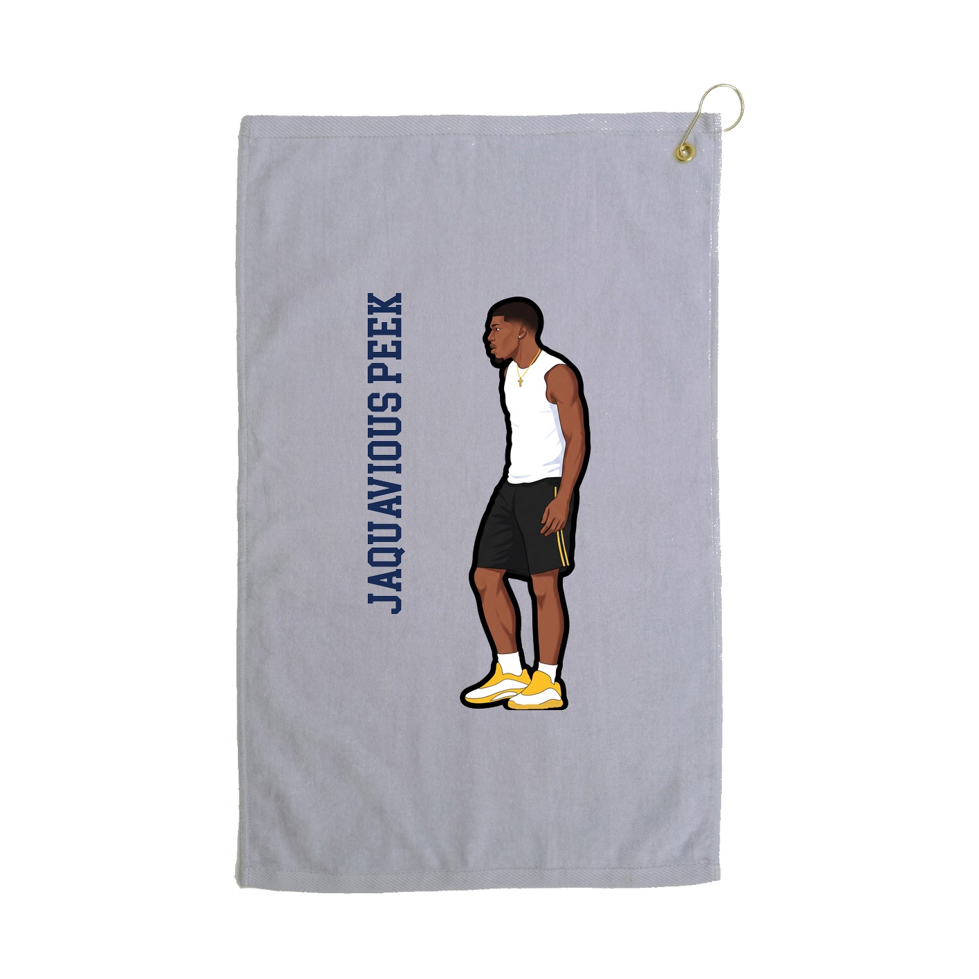 Golf Towel — Name Vertical in Grey
