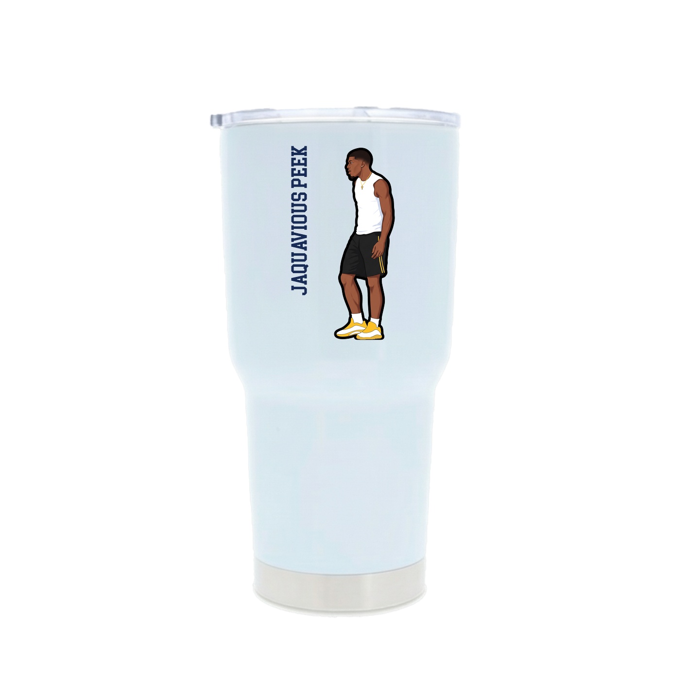 30oz Stainless Steel Tumbler — Name Vertical in White