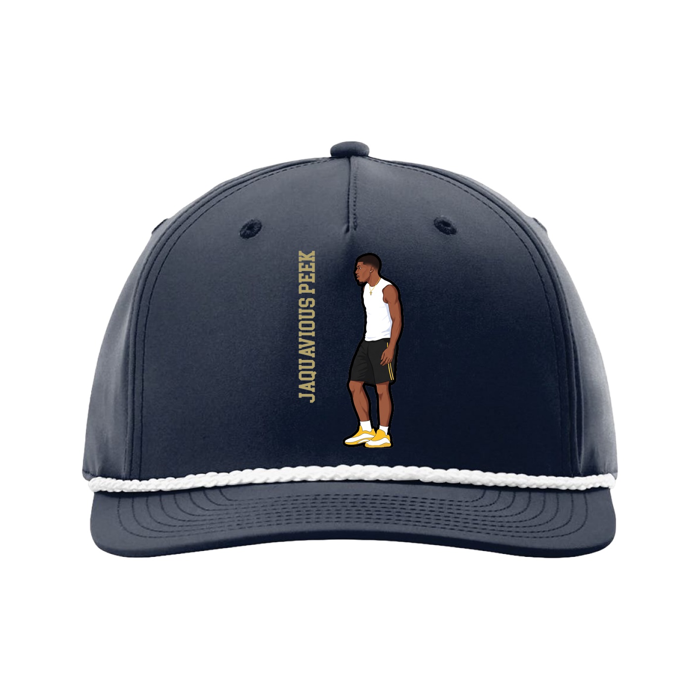 Five-Panel Classic Rope Cap — Name Vertical in Navy