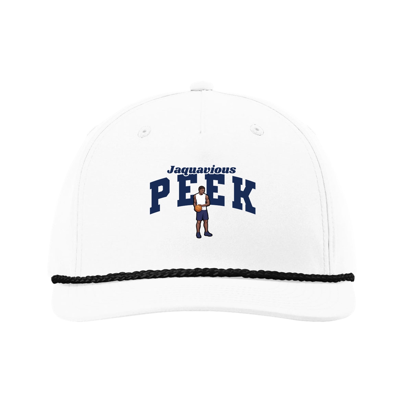 Five-Panel Classic Rope Cap — Signature Arch in White