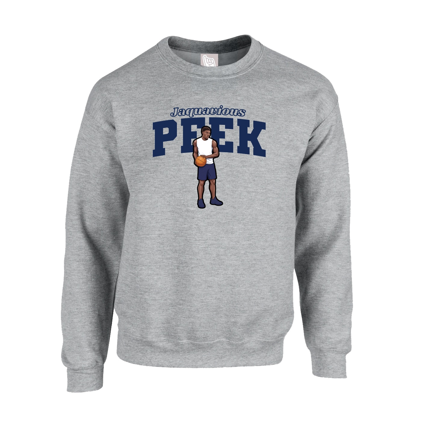 Fleece Crew — Name Arch in Grey
