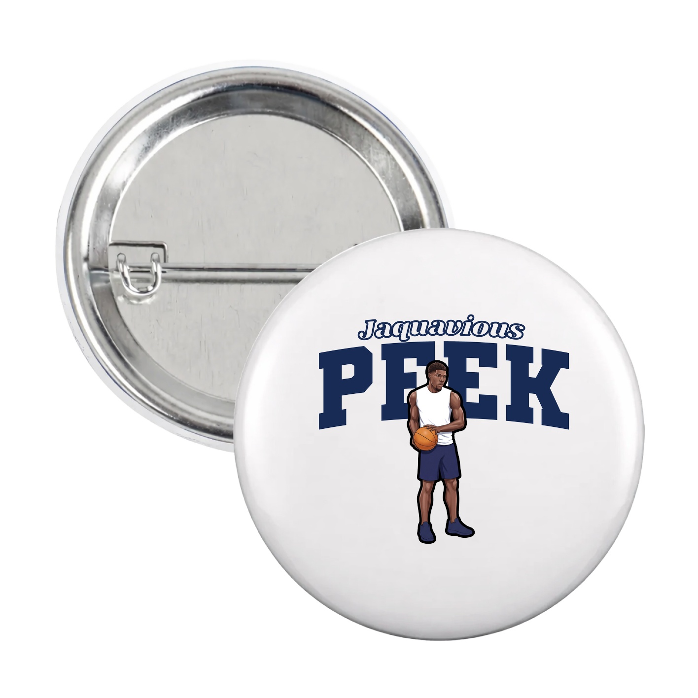 Game Day Button — Name Arch in White