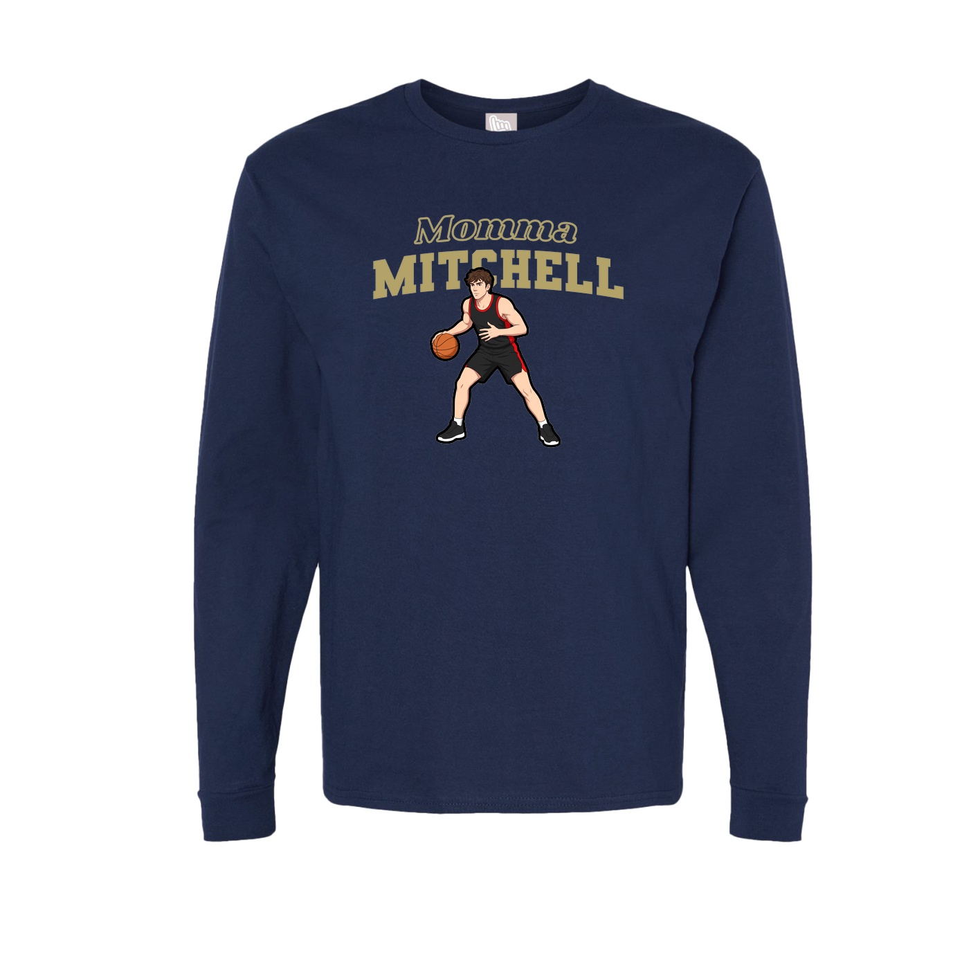 Long Sleeve Tee — Mothers Day Block in Navy