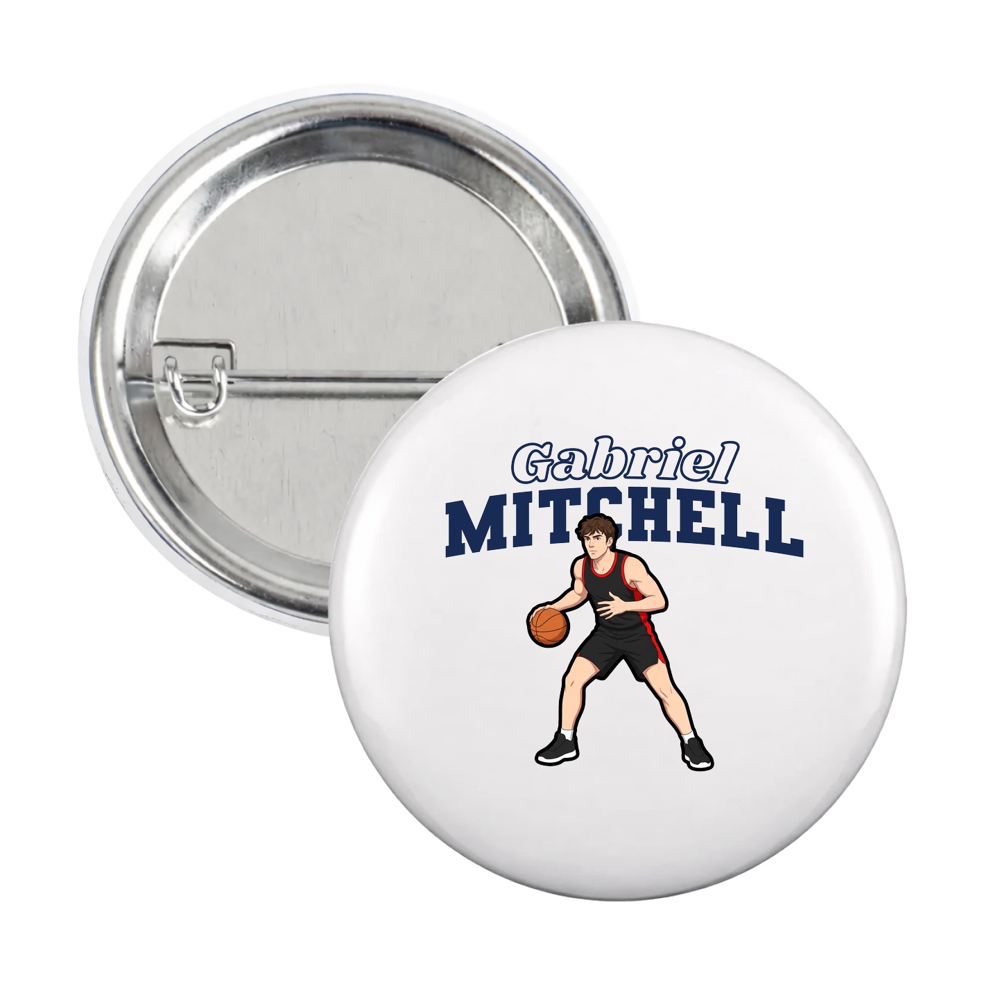 Game Day Button — Name Arch in White