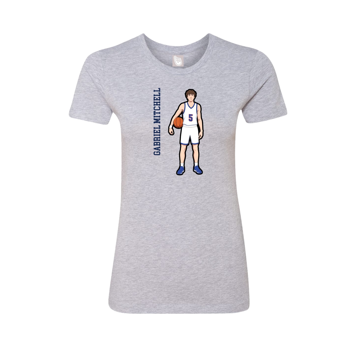 Womens Tee — Name Vertical in Grey