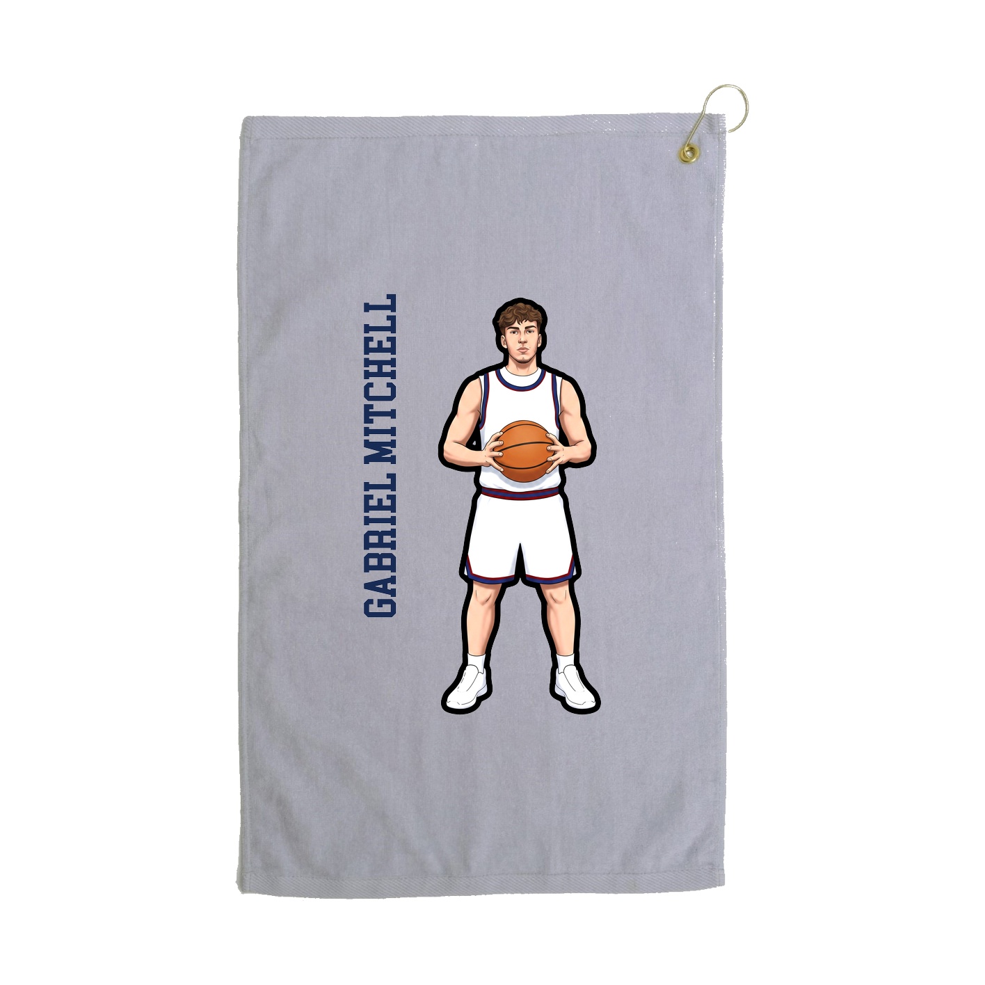 Golf Towel — Name Vertical in Grey