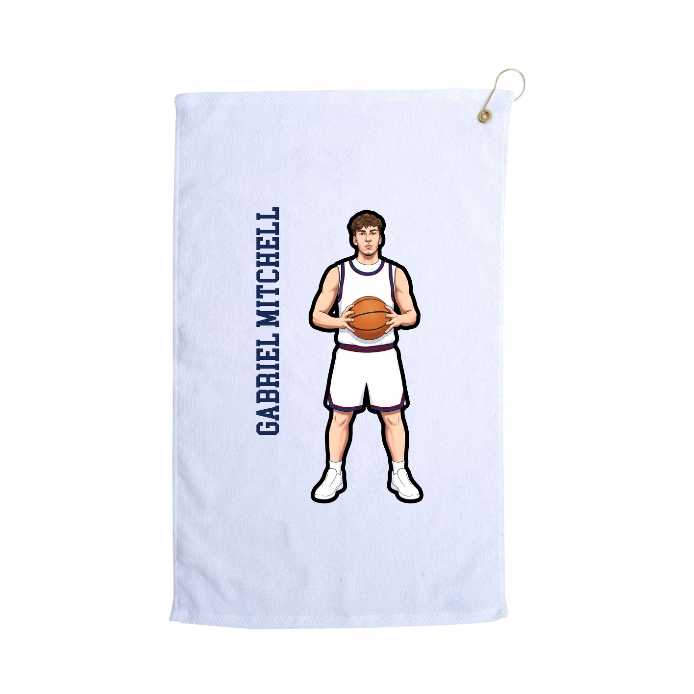Golf Towel — Name Vertical in White